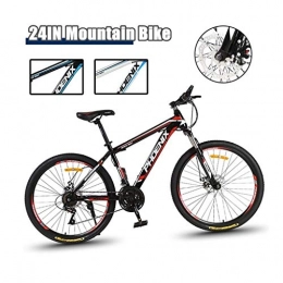 LYRWISHPB Bike High Timber Youth And Adult Mountain Bike, Aluminum And Steel Frame Options, 24 Speeds, 24 / 26-Inch Wheels, Disc Brake Bicycle, Trail Bike High Carbon Steel Bicycle ( Color : Black-red , Size : 26in )