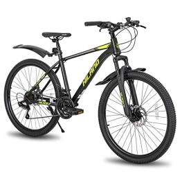 HH HILAND Mountain Bike Hiland 26 Inch Mountain Bike, Shimano 21 Speed MTB Bicycle with High Carbon Steel Frame, Suspension Fork, Dual-Disc Brake, for Adult youth, Men Womens Bikes yellow black