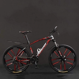 HJRBM Mountain Bike HJRBM Bicycle， 26 inch 21 / 24 / 27 / 30 Speed Mountain Bikes，Hard Tail Mountain Bicycle， Lightweight Bicycle with Adjustable Seat， Double Disc Brake 6-6，Black Red，30 Speed jianyou