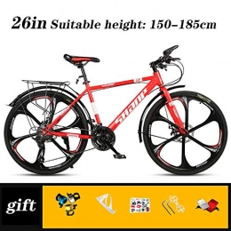 Hmcozy Bike Hmcozy Mountain Bike, Hard-tail Mountain Bicycle, Dual Disc Brake and Front Suspension Fork, 26inch Mag Wheels, Red, 21 Speed