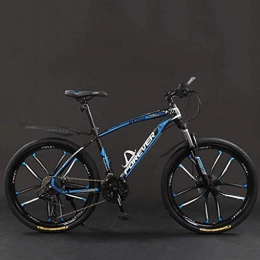 HongLianRiven Mountain Bike HongLianRiven BMX Bicycle, 24 Inch 21 / 24 / 27 / 30 Speed Mountain Bikes, Hard Tail Mountain Bicycle, Lightweight Bicycle With Adjustable Seat, Double Disc Brake 6-11 (Color : Black blue, Size : 21 Speed)