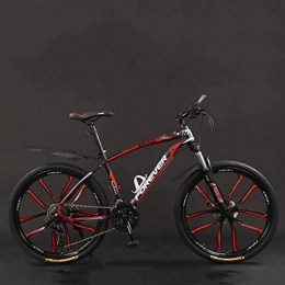 HongLianRiven Bike HongLianRiven BMX Bicycle, 26 Inch 21 / 24 / 27 / 30 Speed Mountain Bikes, Hard Tail Mountain Bicycle, Lightweight Bicycle With Adjustable Seat, Double Disc Brake 6-6 (Color : Black red, Size : 30 Speed)