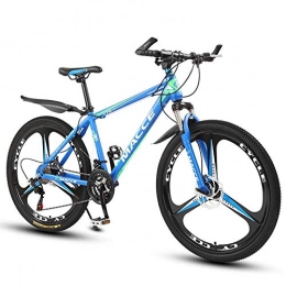 Horizoncn Bike Horizoncn 26 Inch Mountain Bike, High Carbon Steel Frame, Double Disc Brake, Country Gear Shift Bicycle, Adult MTB with Adjustable Seat, 3 Cutter, blue-21 speed