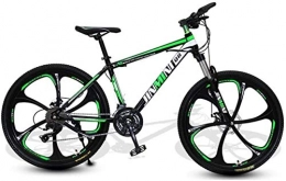 HUAQINEI Bike HUAQINEI Mountain Bikes, 24 inch mountain bike adult men and women variable speed transportation bicycle six wheels Alloy frame with Disc Brakes (Color : Dark green, Size : 21 speed)