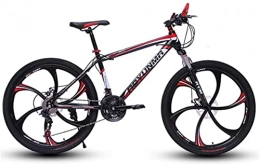 HUAQINEI Bike HUAQINEI Mountain Bikes, 24 inch mountain bike bicycle men and women lightweight dual disc brakes variable speed bicycle six-wheel Alloy frame with Disc Brakes (Color : Black red, Size : 24 speed)