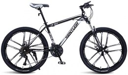 HUAQINEI Bike HUAQINEI Mountain Bikes, 24-inch mountain bike cross-country variable speed racing light bicycle ten wheels Alloy frame with Disc Brakes (Color : Black and white, Size : 27 speed)