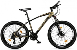HUAQINEI Bike HUAQINEI Mountain Bikes, 24 inch mountain bike male and female adult super light racing light bicycle spoke wheel Alloy frame with Disc Brakes (Color : Black gold, Size : 21 speed)