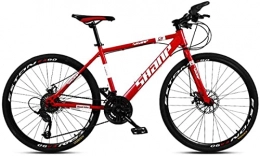 HUAQINEI Mountain Bike HUAQINEI Mountain Bikes, 24 inch mountain bike male and female adult super light variable speed bicycle spoke wheel Alloy frame with Disc Brakes (Color : Red, Size : 30 speed)
