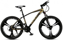 HUAQINEI Bike HUAQINEI Mountain Bikes, 24 inch mountain bike male and female adult ultralight racing light bicycle tri- Alloy frame with Disc Brakes (Color : Black gold, Size : 21 speed)