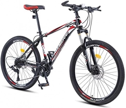 HUAQINEI Bike HUAQINEI Mountain Bikes, 24 inch mountain bike male and female adult variable speed racing ultra-light bicycle 40 wheels Alloy frame with Disc Brakes (Color : Black red, Size : 21 speed)