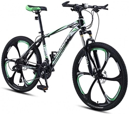 HUAQINEI Bike HUAQINEI Mountain Bikes, 24 inch mountain bike male and female adult variable speed racing ultra-light bicycle six wheels Alloy frame with Disc Brakes (Color : Dark green, Size : 30 speed)