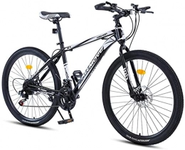 HUAQINEI Mountain Bike HUAQINEI Mountain Bikes, 24 inch mountain bike male and female adult variable speed racing ultra-light bicycle spoke wheel Alloy frame with Disc Brakes (Color : Black and white, Size : 21 speed)