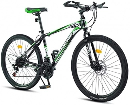 HUAQINEI Bike HUAQINEI Mountain Bikes, 24 inch mountain bike male and female adult variable speed racing ultra-light bicycle spoke wheel Alloy frame with Disc Brakes (Color : Dark green, Size : 21 speed)