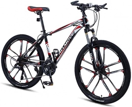 HUAQINEI Bike HUAQINEI Mountain Bikes, 24 inch mountain bike male and female adult variable speed racing ultra-light bicycle ten wheels Alloy frame with Disc Brakes (Color : Black red, Size : 24 speed)