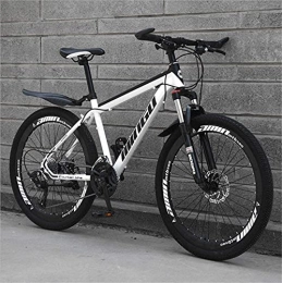 HUAQINEI Bike HUAQINEI Mountain Bikes, 24 inch mountain bike variable speed cross-country shock-absorbing bicycle light road racing 40 wheels Alloy frame with Disc Brakes (Color : White black, Size : 30 speed)