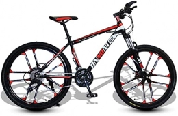 HUAQINEI Bike HUAQINEI Mountain Bikes, 26 inch mountain bike adult men and women variable speed transportation bicycle ten wheels Alloy frame with Disc Brakes (Color : Black red, Size : 24 speed)
