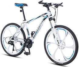 HUAQINEI Mountain Bike HUAQINEI Mountain Bikes, 26 inch mountain bike male and female adult variable speed racing super light bicycle spoke wheel Alloy frame with Disc Brakes (Color : White blue, Size : 21 speed)