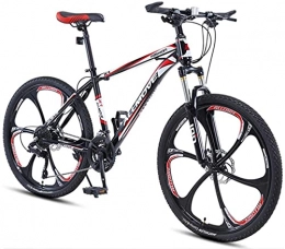HUAQINEI Mountain Bike HUAQINEI Mountain Bikes, 26 inch mountain bike male and female adult variable speed racing ultra-light bicycle six- wheel Alloy frame with Disc Brakes (Color : Black red, Size : 30 speed)