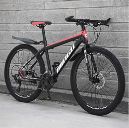 HUAQINEI Bike HUAQINEI Mountain Bikes, 26 inch mountain bike variable speed off-road shock absorber bicycle light road racing spoke wheel Alloy frame with Disc Brakes (Color : Black red, Size : 21 speed)