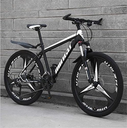 HUAQINEI Mountain Bike HUAQINEI Mountain Bikes, 26 inch mountain bike variable speed off-road shock-absorbing bicycle light road racing three-wheel Alloy frame with Disc Brakes (Color : Black white, Size : 21 speed)