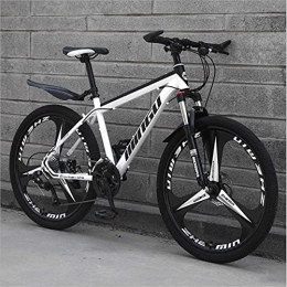 HUAQINEI Mountain Bike HUAQINEI Mountain Bikes, 26 inch mountain bike variable speed off-road shock-absorbing bicycle light road racing three-wheel Alloy frame with Disc Brakes (Color : White black, Size : 30 speed)