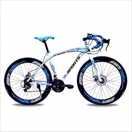 HUAQINEI Mountain Bike HUAQINEI Mountain Bikes, 26-inch road bike with variable speed bend and double disc brakes, racing bike, 60 wheels Alloy frame with Disc Brakes (Color : White blue, Size : 21 speed)
