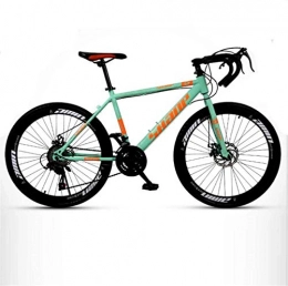 HUAQINEI Mountain Bike HUAQINEI Mountain Bikes, Variable speed dead fly bicycle 24 speed adult lightweight road racing live fly bicycle 40 knife circle wheel Alloy frame with Disc Brakes (Color : Green, Size : 24 inches)