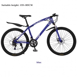 HUITAO Mountain Bike HUITAO High Carbon Steel Thickened Mountain Bike Shock Absorber, Bicycle 26 Inch 21 Speed Disc Brake Student Car Adult Bicycle, Blue, 27 speed