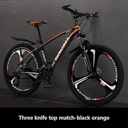 HUO FEI NIAO Bike HUO FEI NIAO 26" 27 / 30-Speed Mountain Bike for Adult, Lightweight Aluminum Full Suspension Frame, Suspension Fork, Disc Brake, High version (Color : Black orange, Size : 27 speed)