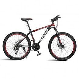 Hxx Bike Hxx Mountain Bike, 24"Foldable Double Disc Brake Aluminum Alloy Frame Cross Country Bicycle 24 Speed Unisex Shock Absorber Bicycle Slip Wear Tire, Red