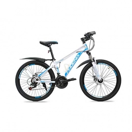 Hxx Mountain Bike Hxx Mountain Bike, 24"Foldable Fully Suspended Double Disc Brake Bicycle with Front And Rear Fenders 21 Speed Aluminum Alloy Frame Unisex Off Road Bicycle, Whiteblue