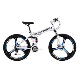 Isshop Mountain Bike Isshop Adults Teens 26Inch Mountain Bike, High Carbon Steel 21-Speed Bicycle Full Suspension MTB (White)