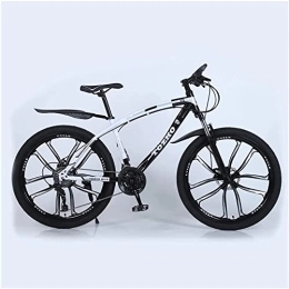 J&LILI Mountain Bike J&LILI Mountain Bike, Cross-Country Shock-Absorbing Mountain Bike, 26 Inch Mountain Bike, 21 / 24 / 27 / 30 Gang Mountain Bike, Double Disc Brakes, White, 21speed