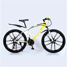J&LILI Mountain Bike J&LILI Mountain Bike, Cross-Country Shock-Absorbing Mountain Bike, 26 Inch Mountain Bike, 21 / 24 / 27 / 30 Gang Mountain Bike, Double Disc Brakes, Yellow, 21speed