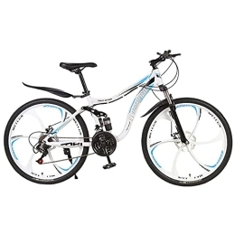 JAMCHE  JAMCHE 21 / 24 / 27 Speed Cross-Country Bike Adult Double Disc Brake Full Suspension Outdoor Sports Bike 24 / 26" Mountain Bike High Carbon Steel Frame, B, 26 inch 27 Speed