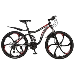 JAMCHE  JAMCHE 21 / 24 / 27 Speed Cross-Country Bike Adult Double Disc Brake Full Suspension Outdoor Sports Bike 24 / 26" Mountain Bike High Carbon Steel Frame, C, 24 inch 21 Speed