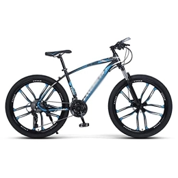 JAMCHE Bike JAMCHE Unisex Mountain Bike 26 in inch Wheels with Carbon Steel Frame 21 / 24 / 27 Speed Double Disc Brake for Boys Girls Men and Wome / Blue / 27 Speed