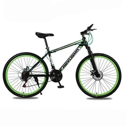 JHKGY Mountain Bike JHKGY Youth / Adult Mountain Bike, Dual Disc Brake High-Carbon Steel Frame Mountain Bike, 21 Speed Steel Frame 26 Inches Spoke Wheels, Dual Suspension Bike, green