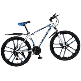 JJIIEE Mountain Bike JJIIEE Adult Mountain Bike, 21-speed Dual Disc Brake Bicycle Aluminum alloy frame, anti-skid and shock absorption riding, for Outdoor Cycling Travel Work Out, Blue, 26inch