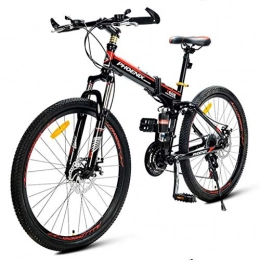 JLFSDB Bike JLFSDB Mountain Bike, 26" Foldable Women / Men Ravine Bike 21 Speeds MTB Carbon Steel Frame Disc Brake Full Suspension (Color : Red)