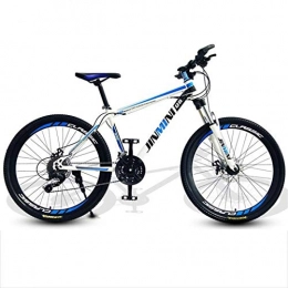 JLFSDB Mountain Bike JLFSDB Mountain Bike, 26 Inch Hardtail Mountain Bicycles, Carbon Steel Frame, Front Suspension Double Disc Brake, 21 / 24 / 27 Speeds (Color : White+Blue, Size : 21 Speed)
