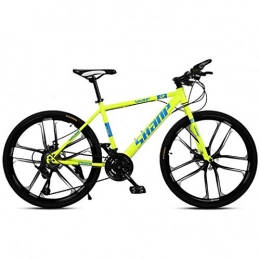 JLFSDB Mountain Bike JLFSDB Mountain Bike, 26 Inch Mountain Bicycles 21 / 24 / 27 / 30 Speeds Carbon Steel Frame Front Suspension Disc Brake (Color : Yellow, Size : 30speed)