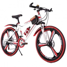 JLFSDB Mountain Bike JLFSDB Mountain Bike, 26 Inch Wheel Men / Women Bicycles, Carbon Steel Frame, Double Disc Brake Front Suspension (Color : White+Red, Size : 21 Speed)