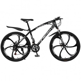 JLFSDB Mountain Bike JLFSDB Mountain Bike Adult Mountain Bicycles 26'' Lightweight Carbon Steel Frame 21 / 24 / 27 Speed Disc Brake Full Suspension (Color : Black, Size : 27speed)