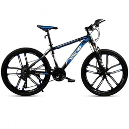 JLFSDB Mountain Bike JLFSDB Mountain Bike, Carbon Steel Frame Bicycles, Double Disc Brake Shockproof Front Suspension, 26 Inch Mag Wheel (Color : Black+Blue, Size : 27-speed)