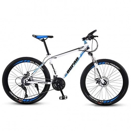 JLFSDB Mountain Bike JLFSDB Mountain Bike, Carbon Steel Frame Hardtail Mountain Bicycles, Double Disc Brake And Front Fork, 26 Inch Spoke Wheel (Color : White+Blue, Size : 21-speed)