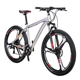 EUROBIKE Mountain Bike JMC Mountain Bike 29 Inches X9 Aluminum Frame 21 Speed MTB Bicycle (silver 3-spoke mag wheel)