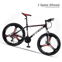 KaiKai Bike KaiKai Hardtail Trail Bike, 3 Spoke Wheel Fork Suspension Adult Mountain Bike, High Carbon Steel Road Bicycle MTB with Disc Brakes, Perfect for Man and Women, Red, 24 Speed 26 Inch