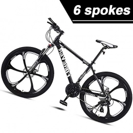 KaiKai Bike KaiKai Hybrid Road Bikes for Men and Women, 26'' Suspension Fork Carbon Steel Hardtail Mountain Bike, 6 Spoke Wheels Trail Bike with Disc Brakes, White, 27 Speed (Color : Black, Size : 21 Speed)