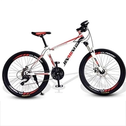 Kays Mountain Bike Kays Mountain Bike, 26 Inch Hardtail Mountain Bicycles, Carbon Steel Frame, Front Suspension Double Disc Brake, 21 / 24 / 27 Speeds (Color : White+Red, Size : 21 Speed)